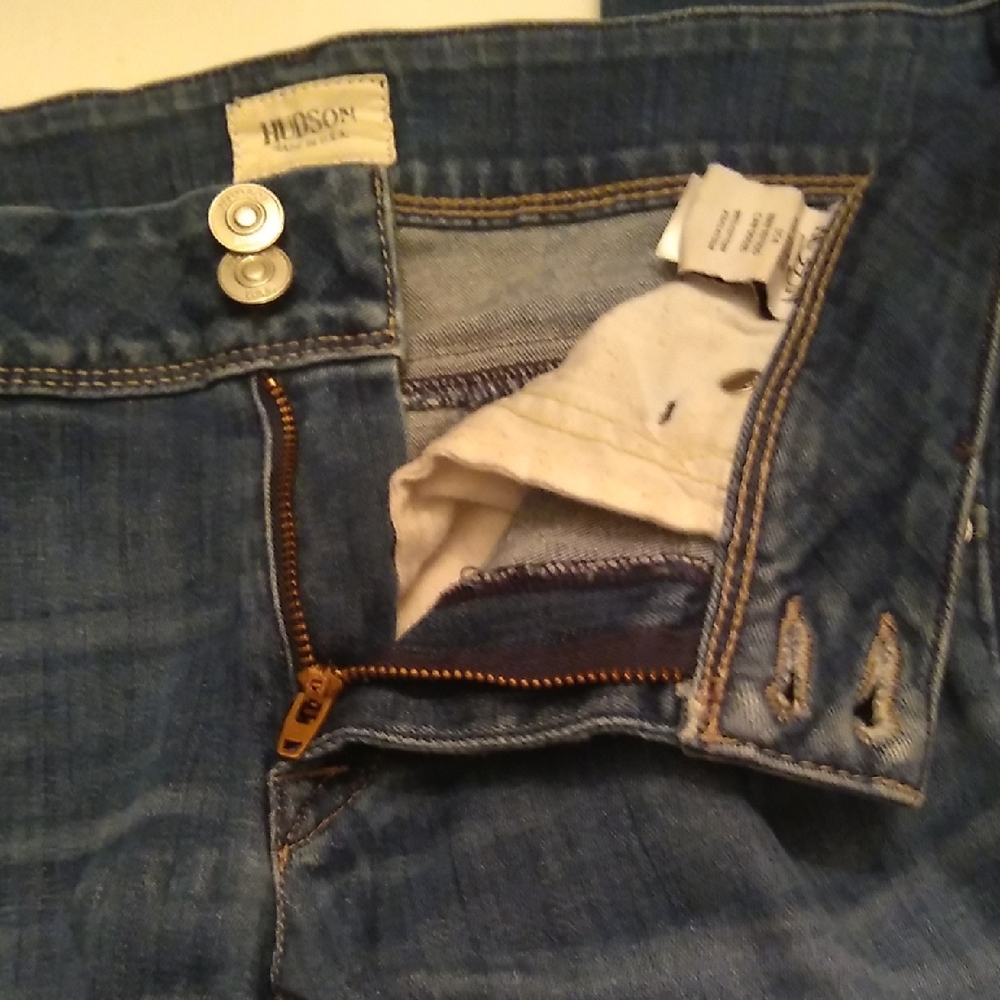 Hudson Skinny Jeans Dark Blue Denim with Silver Buttons, #26 - Picture 5 of 11